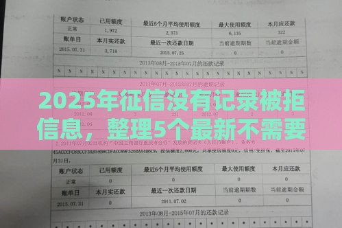 2025年征信没有记录被拒信息，整理5个最新不需要征信的借款平台