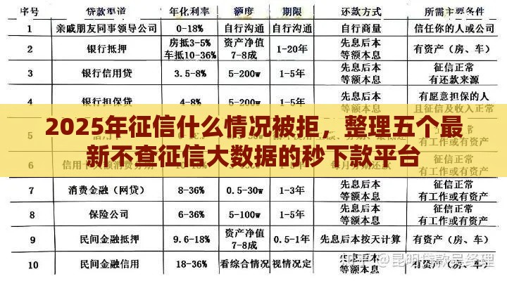 2025年征信什么情况被拒，整理五个最新不查征信大数据的秒下款平台