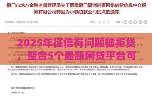 2025年征信有问题被拒贷，整合5个最新网贷平台可以贷款