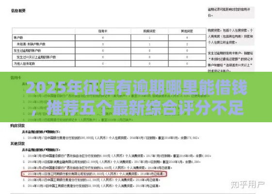 2025年征信有逾期哪里能借钱，推荐五个最新综合评分不足也能放款的平台