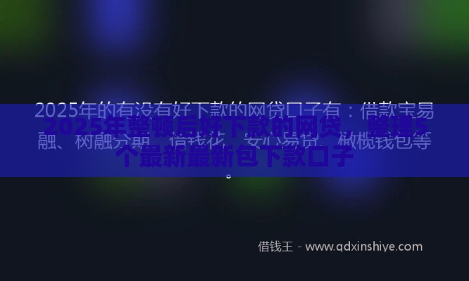 2025年整顿后好下款的网贷，整理5个最新最新包下款口子