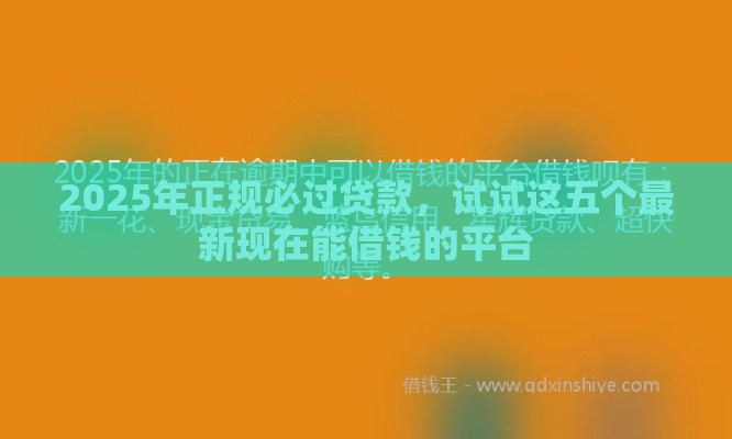 2025年正规必过贷款，试试这五个最新现在能借钱的平台