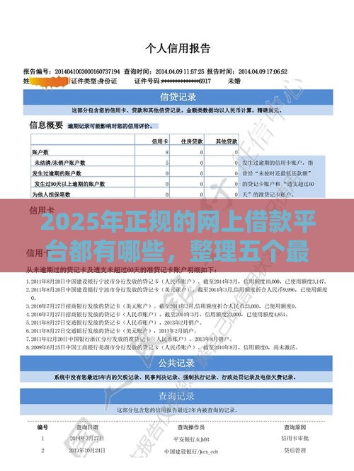 2025年正规的网上借款平台都有哪些，整理五个最新征信不良的黑户在平台可以借款