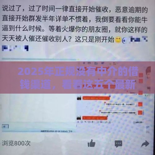 2025年正规没有中介的借钱渠道，看看这五个最新十大正规网贷平台