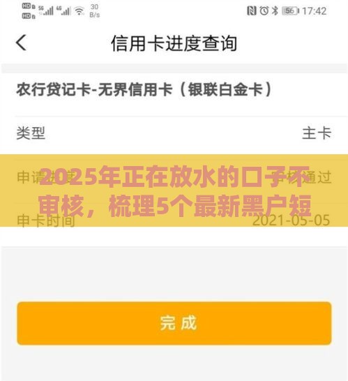 2025年正在放水的口子不审核，梳理5个最新黑户短期贷口子