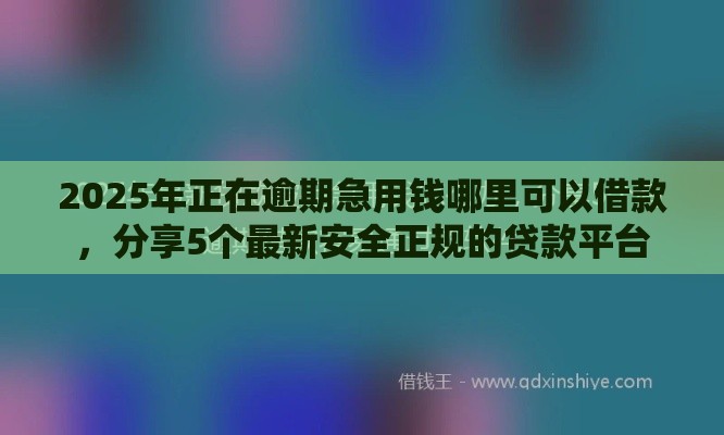 2025年正在逾期急用钱哪里可以借款，分享5个最新安全正规的贷款平台