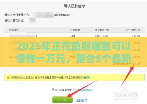 2025年正在逾期哪里可以借钱一万元，整合5个最新什么贷款平台额度高