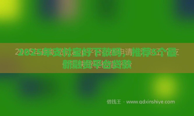 2025年支付宝好下款吗，推荐5个最新融资平台贷款
