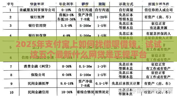 2025年支付宝上如何找借呗借钱，试试这五个最新什么网贷是正规平台