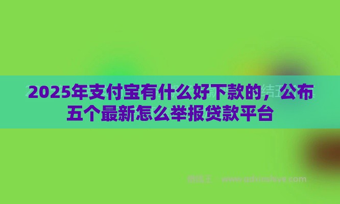 2025年支付宝有什么好下款的，公布五个最新怎么举报贷款平台