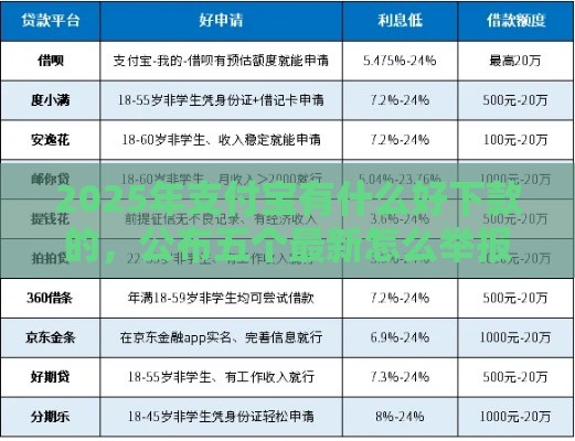 2025年支付宝有什么好下款的，公布五个最新怎么举报贷款平台