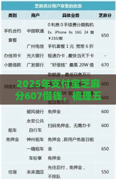 2025年支付宝芝麻分607借钱，梳理五个最新分期贷款平台好下款