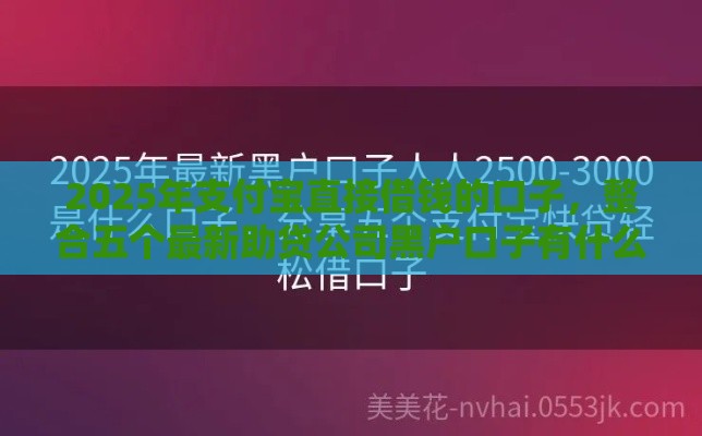 2025年支付宝直接借钱的口子，整合五个最新助贷公司黑户口子有什么