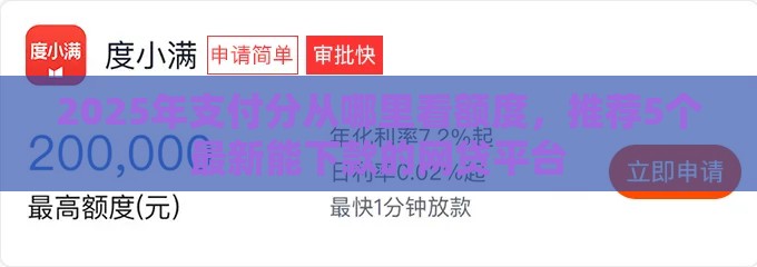 2025年支付分从哪里看额度，推荐5个最新能下款的网贷平台