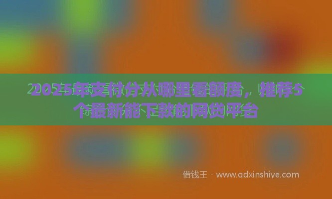 2025年支付分从哪里看额度，推荐5个最新能下款的网贷平台
