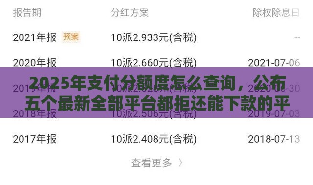 2025年支付分额度怎么查询，公布五个最新全部平台都拒还能下款的平台