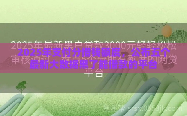 2025年支付分借钱额度，公布五个最新大数据黑了能借款的平台