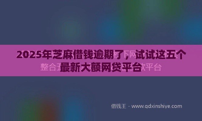 2025年芝麻借钱逾期了，试试这五个最新大额网贷平台