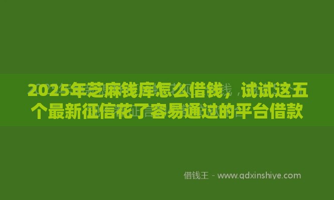 2025年芝麻钱库怎么借钱，试试这五个最新征信花了容易通过的平台借款