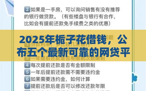 2025年栀子花借钱，公布五个最新可靠的网贷平台
