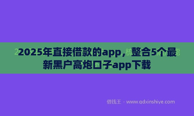 2025年直接借款的app，整合5个最新黑户高炮口子app下载