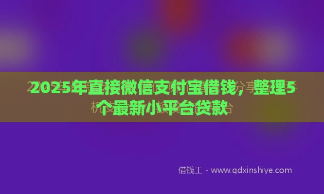 2025年直接微信支付宝借钱，整理5个最新小平台贷款