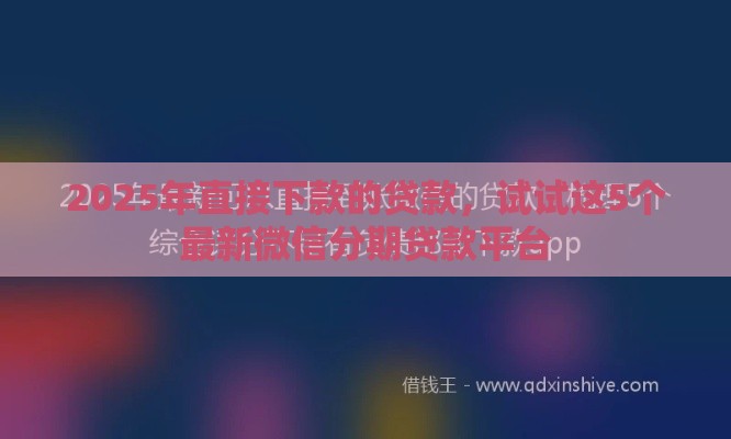 2025年直接下款的贷款，试试这5个最新微信分期贷款平台