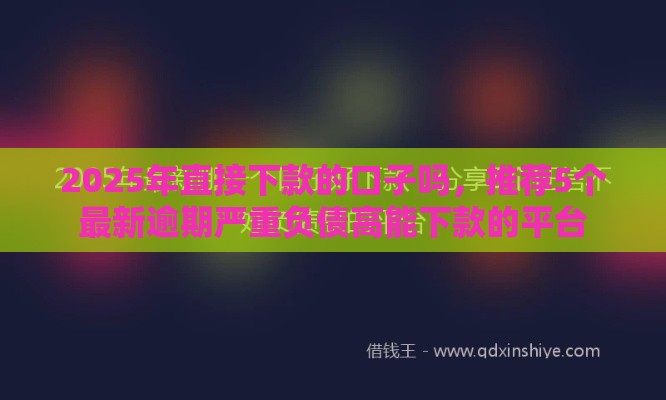 2025年直接下款的口子吗，推荐5个最新逾期严重负债高能下款的平台