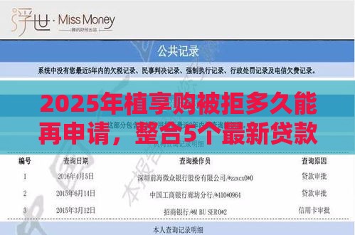 2025年植享购被拒多久能再申请，整合5个最新贷款平台不看征信不看逾期