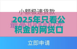 2025年只看公积金的网贷口子，公布5个最新黑户放款都有什么口子