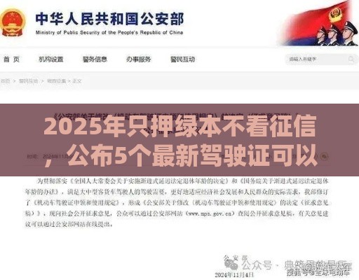 2025年只押绿本不看征信，公布5个最新驾驶证可以贷款的平台