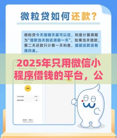 2025年只用微信小程序借钱的平台，公布五个最新借款平台能贷款