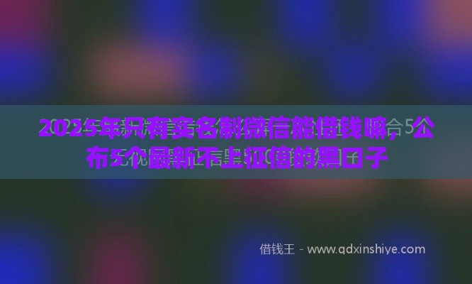 2025年只有实名制微信能借钱嘛，公布5个最新不上征信的黑口子