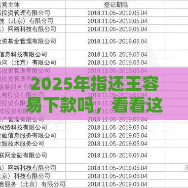 2025年指还王容易下款吗，看看这五个最新网贷正规平台