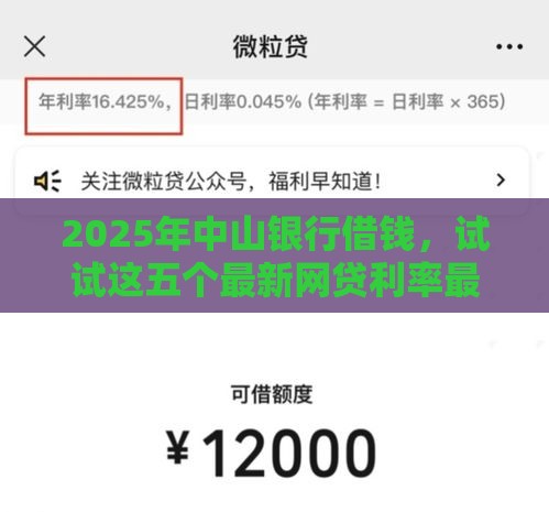 2025年中山银行借钱，试试这五个最新网贷利率最低的平台