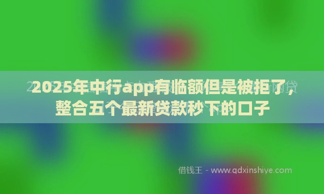 2025年中行app有临额但是被拒了，整合五个最新贷款秒下的口子