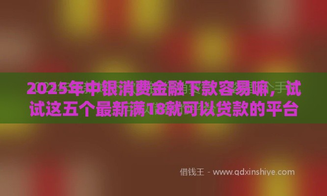 2025年中银消费金融下款容易嘛，试试这五个最新满18就可以贷款的平台