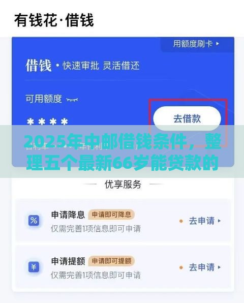 2025年中邮借钱条件，整理五个最新66岁能贷款的平台