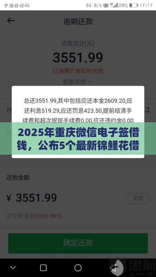 2025年重庆微信电子签借钱，公布5个最新锦鲤花借款一样的平台
