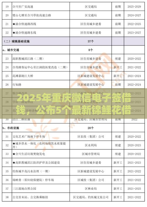 2025年重庆微信电子签借钱，公布5个最新锦鲤花借款一样的平台
