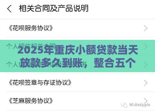 2025年重庆小额贷款当天放款多久到账，整合五个最新贷款买车平台