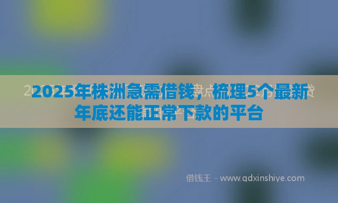 2025年株洲急需借钱，梳理5个最新年底还能正常下款的平台