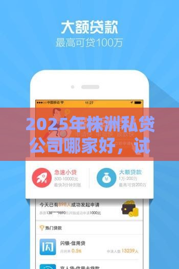 2025年株洲私贷公司哪家好，试试这5个最新借款平台借钱安全