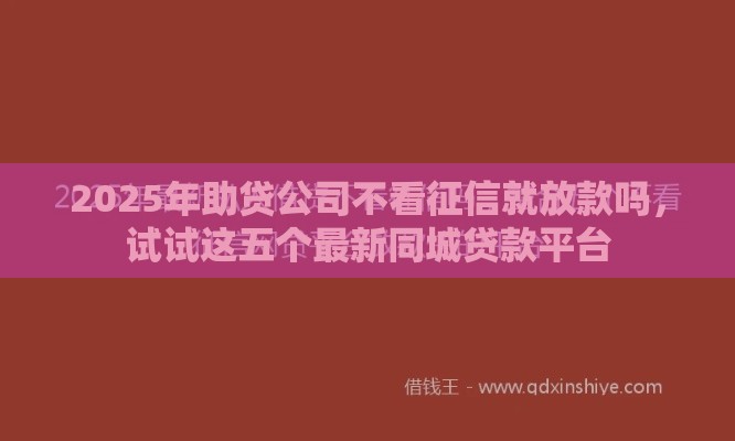 2025年助贷公司不看征信就放款吗，试试这五个最新同城贷款平台