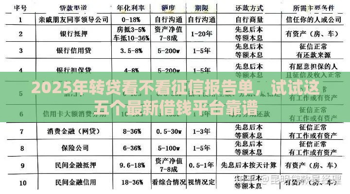 2025年转贷看不看征信报告单，试试这五个最新借钱平台靠谱