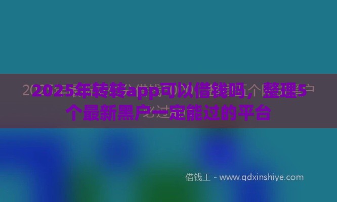 2025年转转app可以借钱吗，整理5个最新黑户一定能过的平台