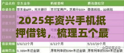 2025年资兴手机抵押借钱，梳理五个最新黑户借款必下口子2025