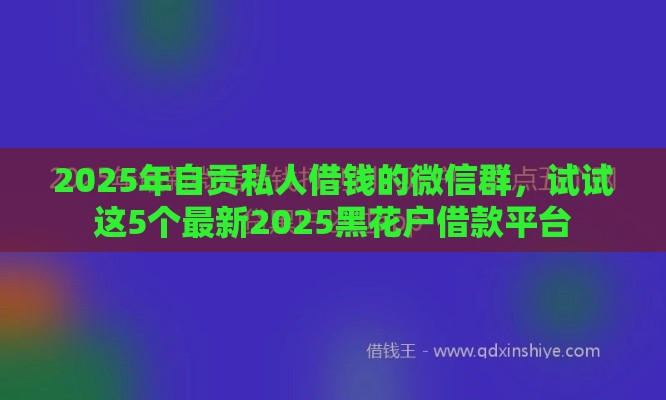 2025年自贡私人借钱的微信群，试试这5个最新2025黑花户借款平台