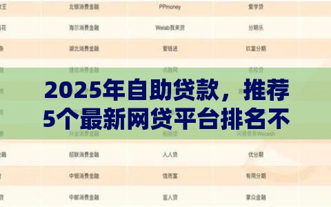 2025年自助贷款，推荐5个最新网贷平台排名不分先后前100名