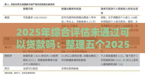 2025年综合评估未通过可以贷款吗：整理五个2025热门汽车抵押贷款平台好